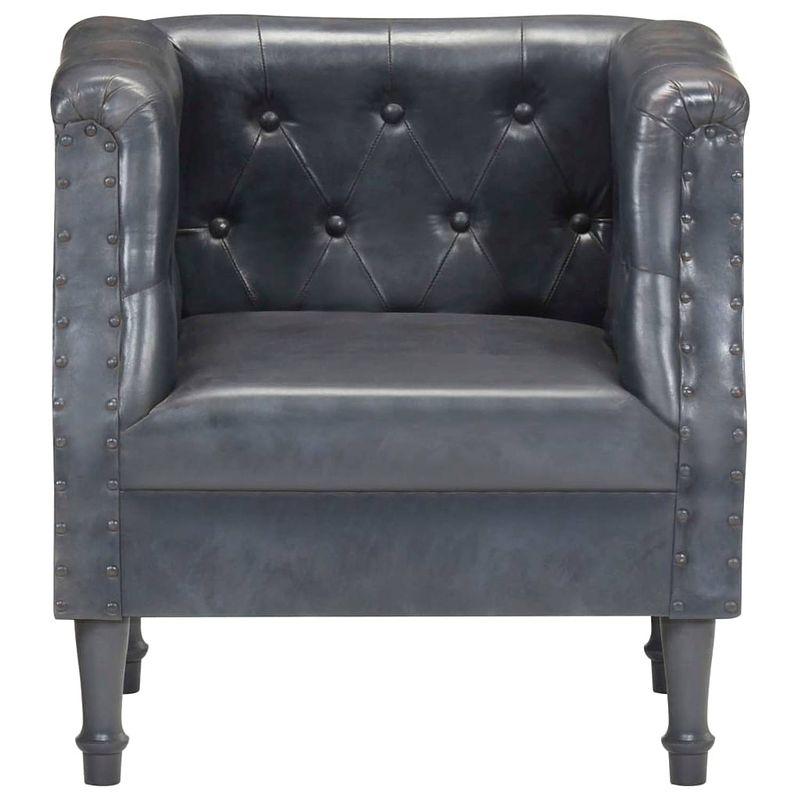 Foto van The living store fauteuil retro - geitenleer - grijs - 60 x 57 x 64 cm