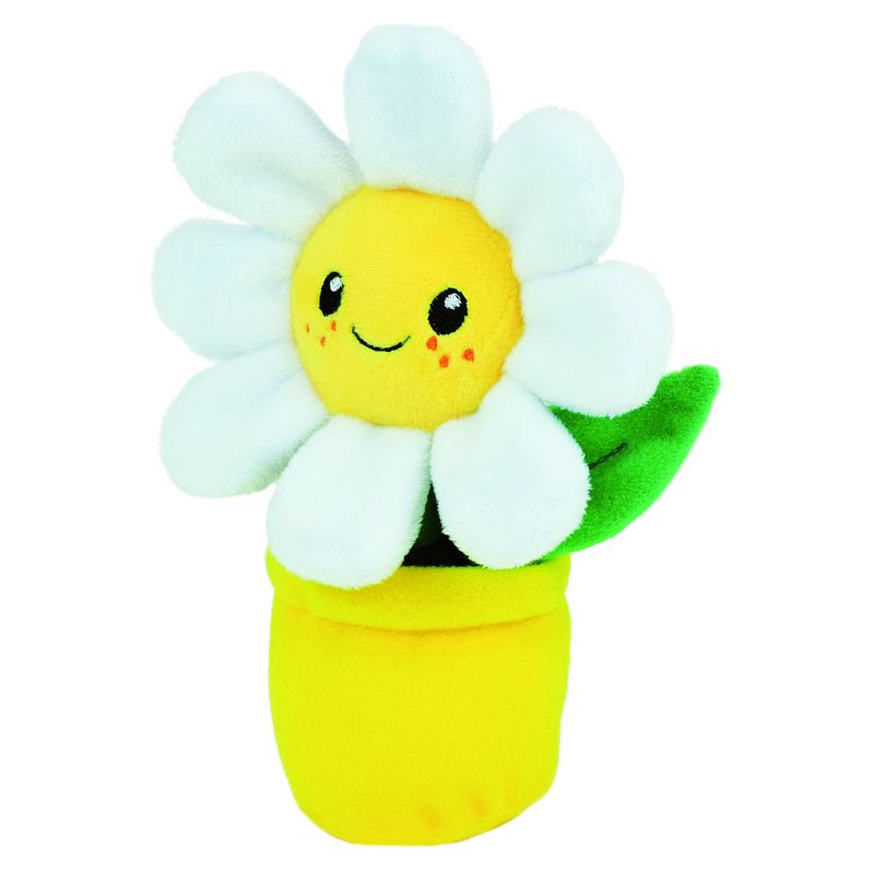 Foto van Jemini knuffel bloempot junior 15 cm pluche wit/geel