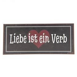 Foto van Clayre & eef tekstbord 30x13 cm bruin metaal rechthoek wandbord spreuk wandplaat bruin wandbord spreuk