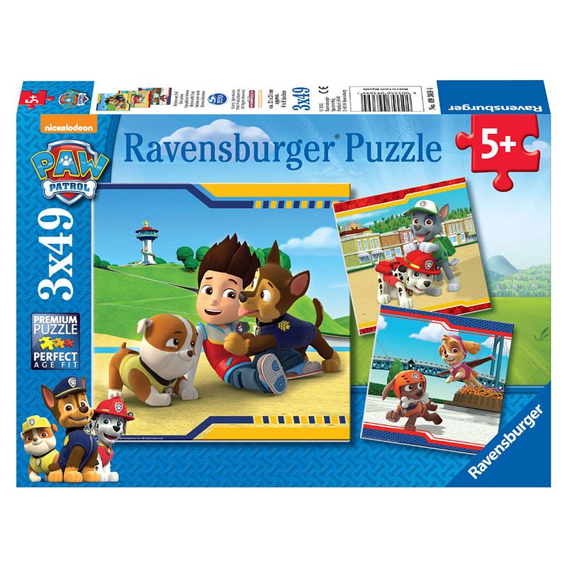 Foto van Ravensburger puzzel paw patrol helden met vacht - 3 x 49 stukjes