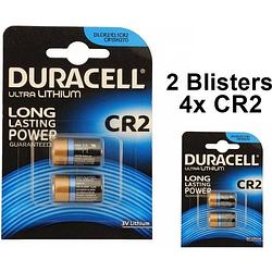 Foto van 4 stuks (2 blisters a 2st) - duracell cr2 lithium batterij - blister van 2 stuks