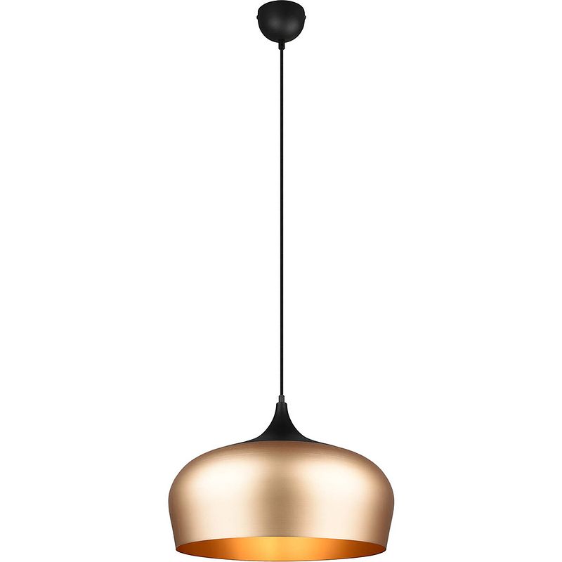 Foto van Led hanglamp - hangverlichting - trion christa - e27 fitting - rond - mat goud - aluminium - ø450mm