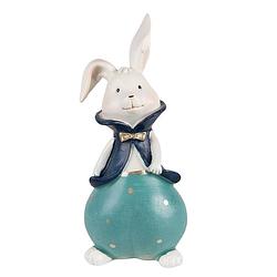 Foto van Clayre & eef beeld konijn 9x8x21 cm turquoise kunststof woonaccessoires beeld decoratie decoratieve accessoires