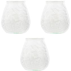 Foto van 3x witte tafelkaarsen in glazen houders 7 cm brandduur 17 uur - waxinelichtjes