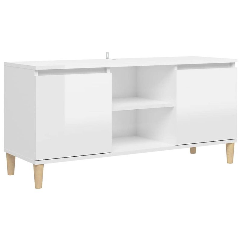 Foto van The living store dressoir - scandinavische charme - 103.5 x 35 x 50 cm - hoogglans wit