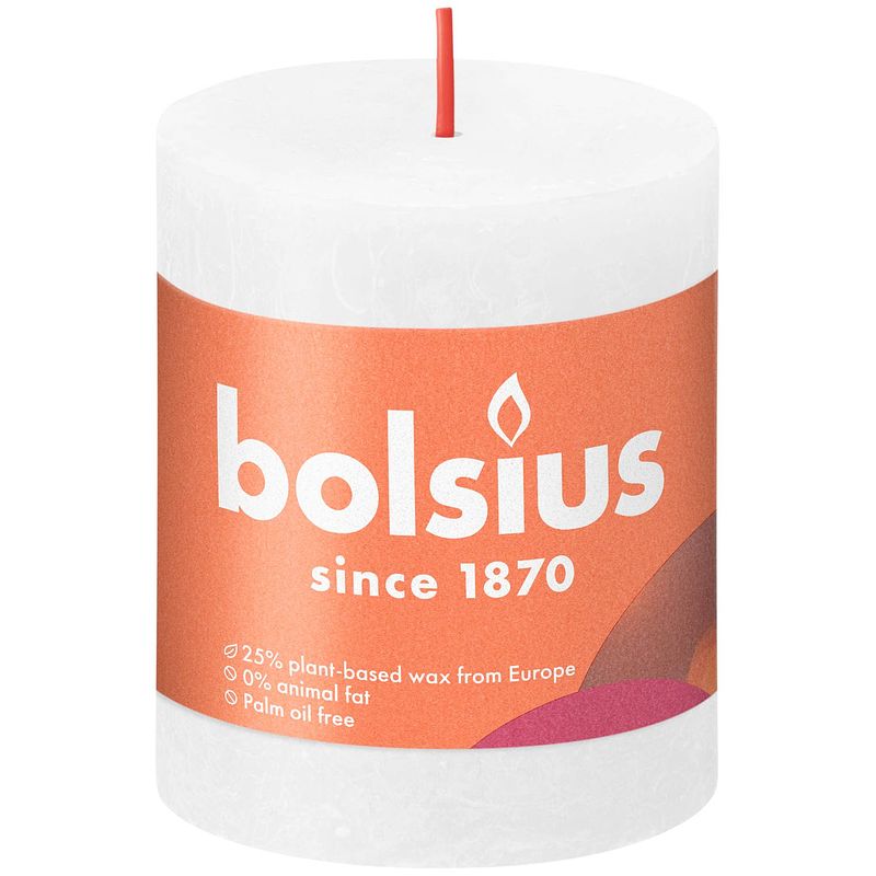 Foto van 3 stuks - bolsius - stompkaars cloudy white 80/68 rustiek