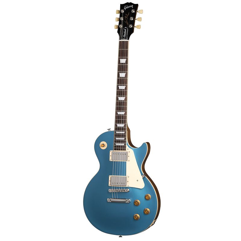 Foto van Gibson original collection les paul standard 50s plain top pelham blue elektrische gitaar met koffer