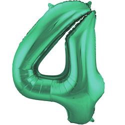 Foto van Cijfer 4 mat groen helium 86cm