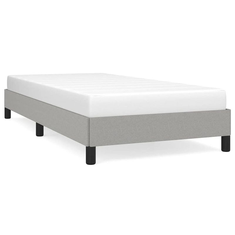 Foto van The living store bedframe - lichtgrijs - 203 x 93 x 25 cm - stof - multiplex - geschikt voor matras 90 x 200 cm