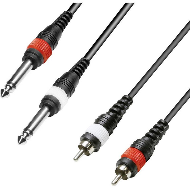 Foto van Paccs paccs audio adapterkabel [2x cinch-stekker - 2x jackplug male 6,3 mm] 3.00 m zwart