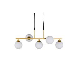 Foto van Orb verlichting hanglamp 63x27x27cm glas, staal messing, wit.