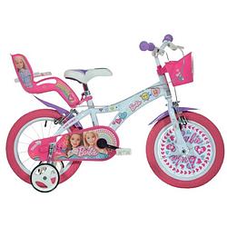 Foto van Dino meisjesfiets barbie 14 inch 24 cm meisjes knijprem roze/wit