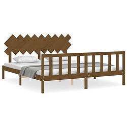 Foto van The living store bed grenenhout - bedframe - 180 x 200 cm - honingbruin