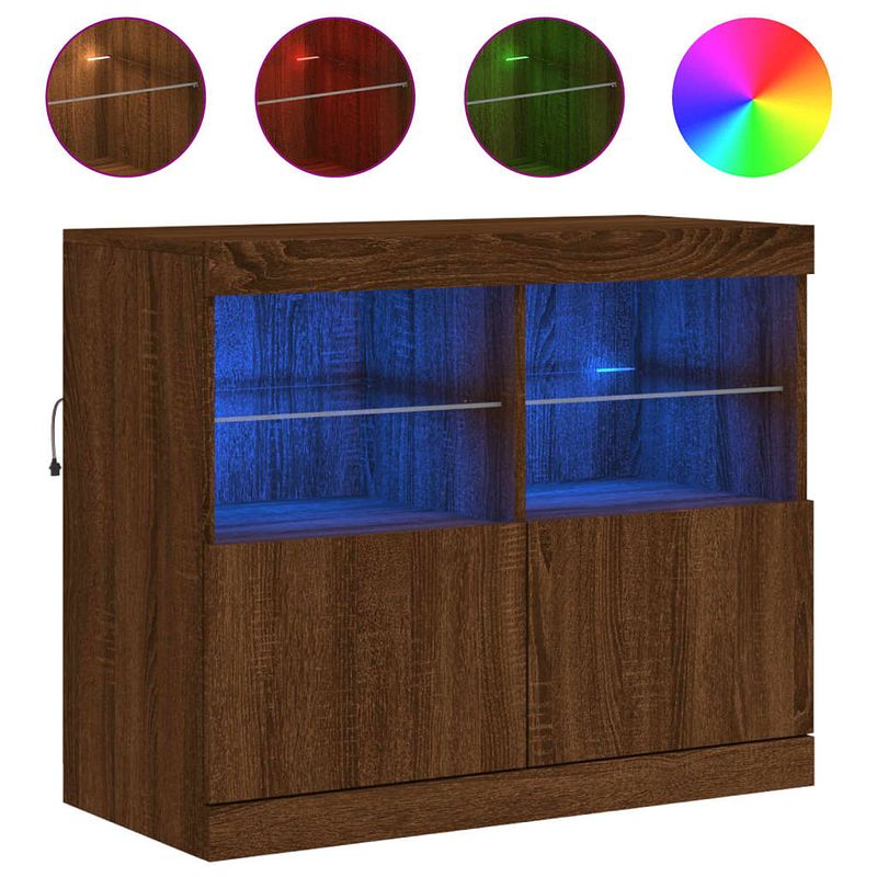 Foto van Vidaxl dressoir met led-verlichting 81x37x67 cm bruineikenkleurig