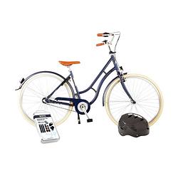 Foto van Volare kinderfiets lifestyle - 48 cm - blauw - 3 versnellingen - lage zadelstand - met fietshelm + accessoires