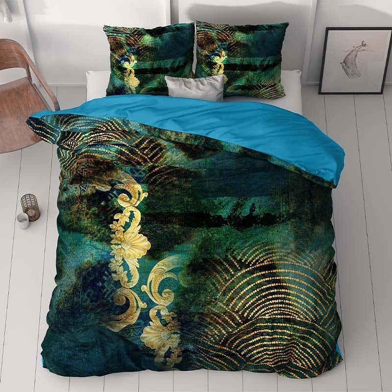 Foto van Dekbedovertrek tiandra - tweepersoons (200x200 cm) - groen polyester - dessin: - sleeptime - dekbed-discounter.nl