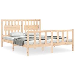 Foto van The living store bed massief grenenhout - functioneel hoofd- voeteneinde - multiplex lattenbodem - 205.5 x 155.5 x 100