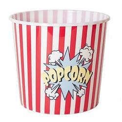 Foto van Gerimport popcorn bak - rood/wit - kunststof - d21 - 7 liter - herbruikbaar - snack en tapasschalen