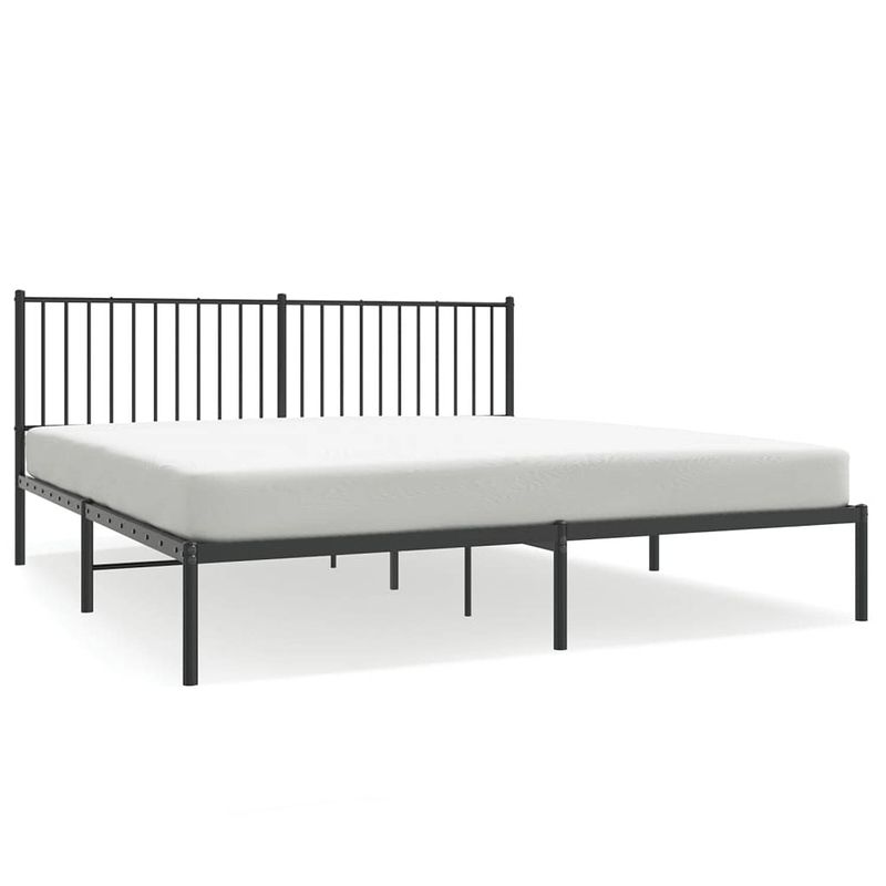 Foto van Vidaxl bedframe met hoofdbord metaal zwart 180x200 cm