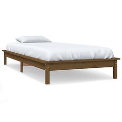 Foto van The living store houten bed classic - 212 x 111.5 x 26 cm - massief grenenhout - honingbruin - geschikt voor 100 x 200