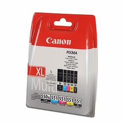 Foto van Canon cartridge voordeelpak pg550cl551 (pg-550 xl + 4x cl-551)
