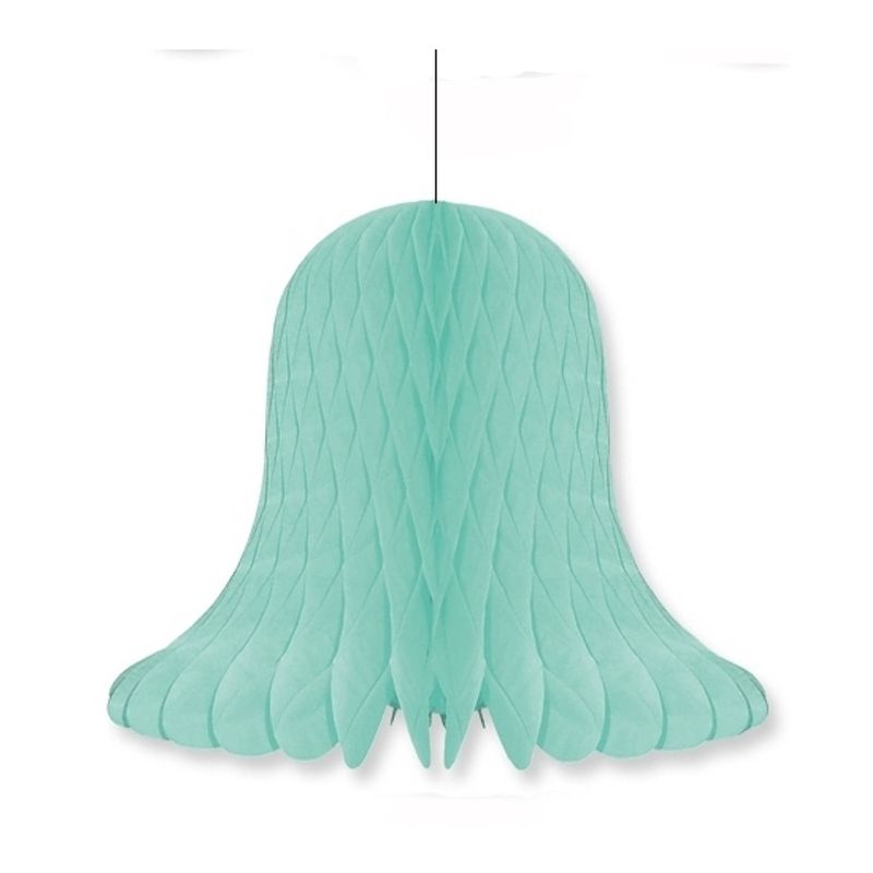 Foto van 1x kerstversiering mintgroene kerstklokken lampionnen 20 cm - hangdecoratie