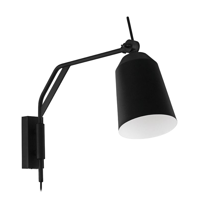 Foto van Eglo loreto wandlamp - e27 - 67 cm - zwart/wit