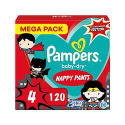 Foto van Pampers baby-dry broek maat 4 - slip 120 - 1 maandverpakking