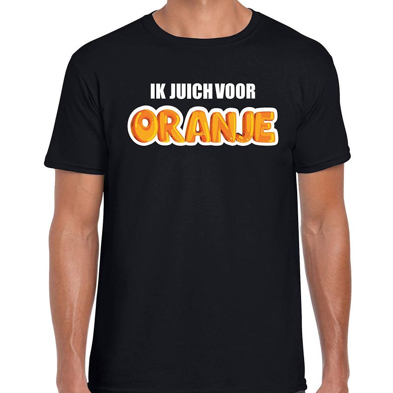 Foto van Zwart fan shirt / kleding holland ik juich voor oranje ek/ wk voor heren 2xl - feestshirts