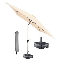 Foto van Kopu® vierkante parasol malaga 200x200 cm met hoes en voet - naturel