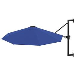 Foto van The living store parasol wandmontage - 300 x 131 cm - blauw - uv-beschermend - met zwengelsysteem