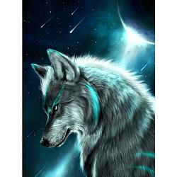 Foto van Diamond painting pakket wolf in maanlicht - volledig - full - 30x25 cm - seos shop ®