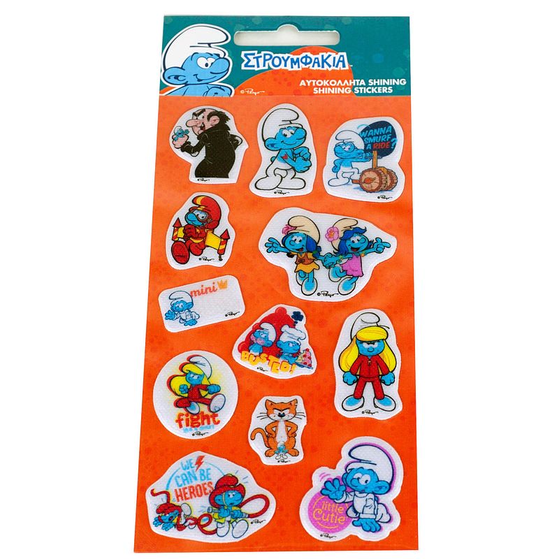 Foto van De smurfen stickervel junior oranje/blauw 12 stickers