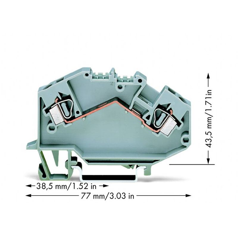 Foto van Wago 781-601 doorgangsklem 6 mm spanveer toewijzing: l grijs 50 stuk(s)