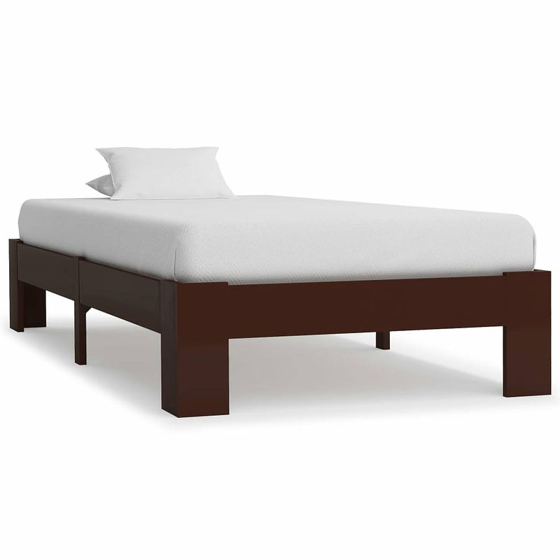 Foto van Vidaxl bedframe massief grenenhout donkerbruin 100x200 cm