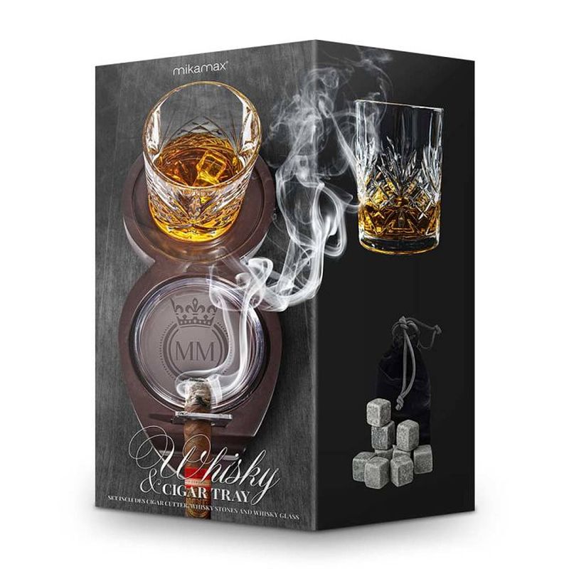 Foto van Whiskey & sigaarhouder - stijlvolle houder - whiskey & cigar tray - mikamax - original