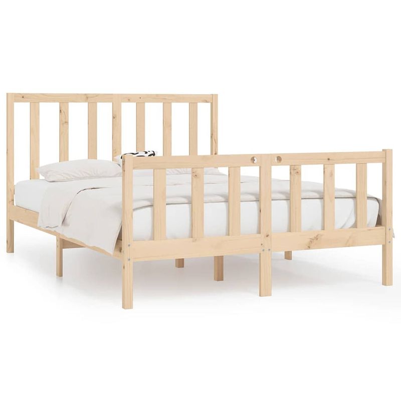 Foto van The living store bedframe grenenhout - multiplex lattenbodem - 195.5 x 145.5 x 69.5 cm - geschikt voor 140 x 190 cm