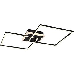 Foto van Led plafondlamp - trion aruba - 35.5w - rgbw - dimbaar - afstandsbediening - vierkant - mat zwart - aluminium