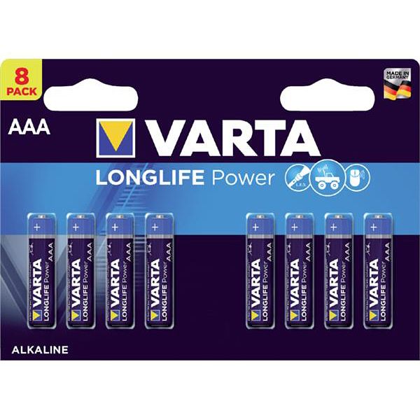 Foto van 8 x aaa varta alkaline batterijen - longlife power - 4903