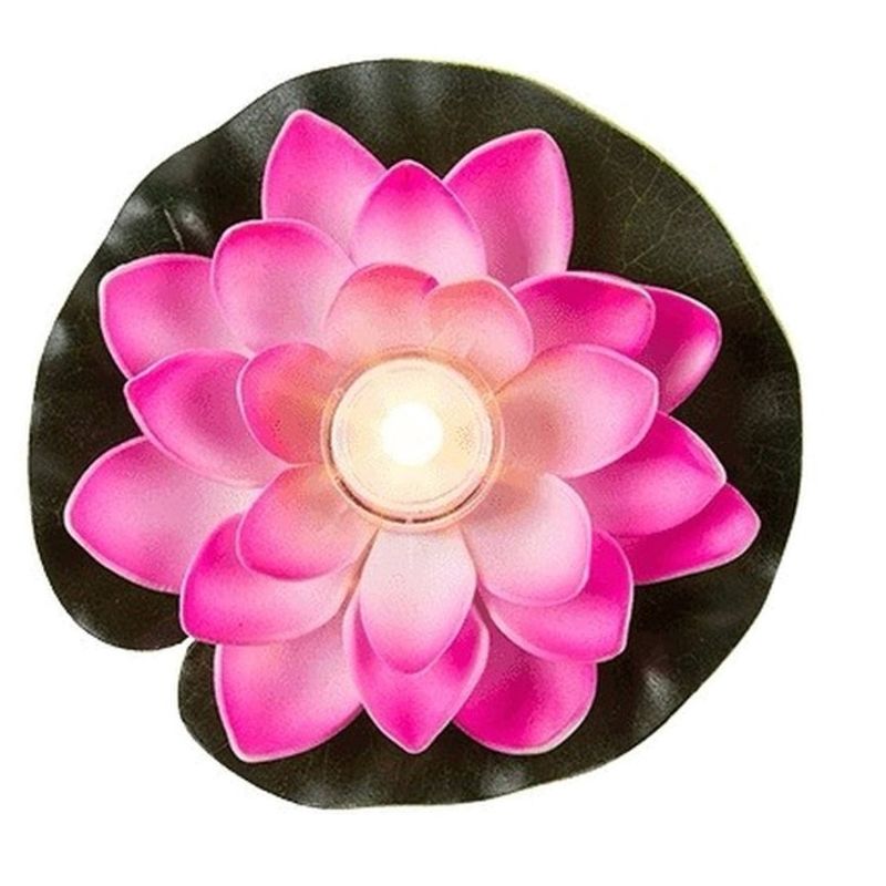 Foto van Roze waterlelies met led-licht 13 cm - led kaarsen