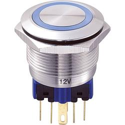 Foto van Tru components gq22-11e/b/12v vandalismebestendige druktoets 250 v/ac 5 a 1x aan/(aan) moment blauw ip65 1 stuk(s)