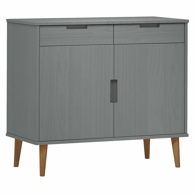 Foto van Vidaxl dressoir 90x40x80 cm massief grenenhout grijs