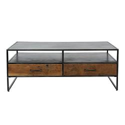 Foto van Hoyz - salontafel blend - 2 lades - zwart metaal - 125x60x45cm