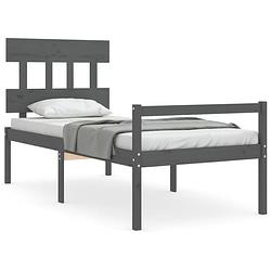 Foto van The living store bedframe grenenhouten - bed - 205.5 x 95.5 x 81 cm - grijs