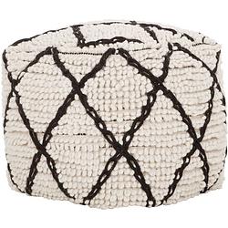 Foto van Must living pouf princess,40x40x40 cm, ivory/ black, 100% wool