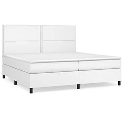 Foto van The living store boxspringbed - kunstleer - pocketvering - middelhard - 203x200x118/128 cm - inclusief 2 matrassen en