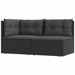 Foto van Vidaxl 2-delige loungeset met kussens poly rattan zwart