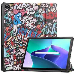 Foto van Basey lenovo tab m10 plus (3e gen) hoesje kunstleer hoes case cover - graffity