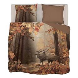 Foto van Snoozing wooded - flanel - dekbedovertrek - lits-jumeaux - 260x200/220 cm - bruin