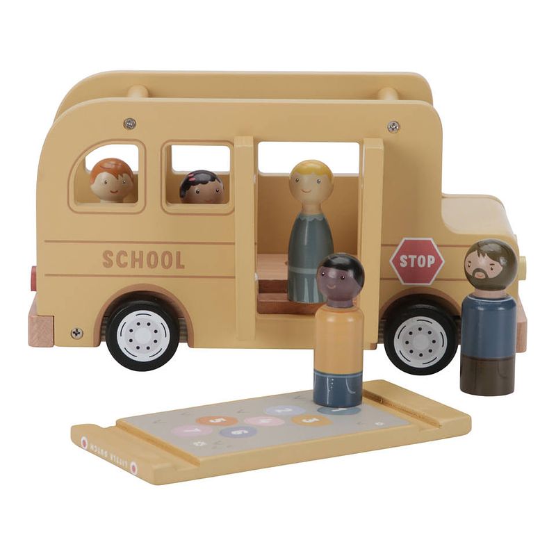 Foto van Little dutch houten schoolbus met figuren